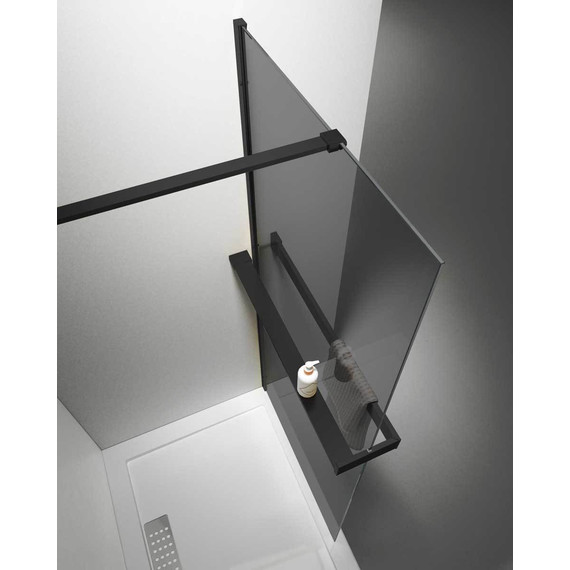 Душевая перегородка Vincea Walk in HR 90 см VSW-4HR900CGB (стекло 8 мм) с кронштейном в комплекте, чёрный матовый/тонированное - фото 2