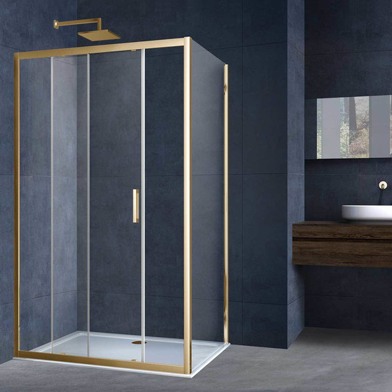 Душевое ограждение Vincea Alpha 150x80 см VSR-3AL8015CLG, брашированное золото/прозрачное - фото 