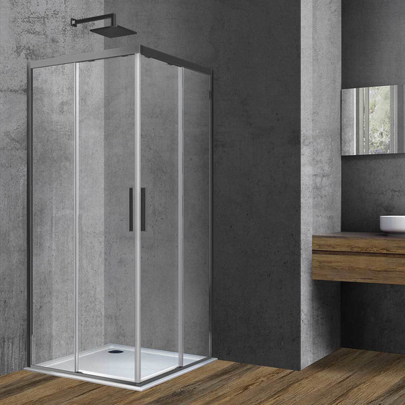 Душевое ограждение Vincea Soft 90x90 см VSS-3SO900CLGM, вороненая сталь/прозрачное - фото 