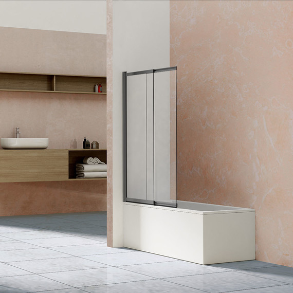 Шторка для ванны Vincea VSB-1E 100 см VSB-1E100CLGM, чёрный/прозрачное - фото 