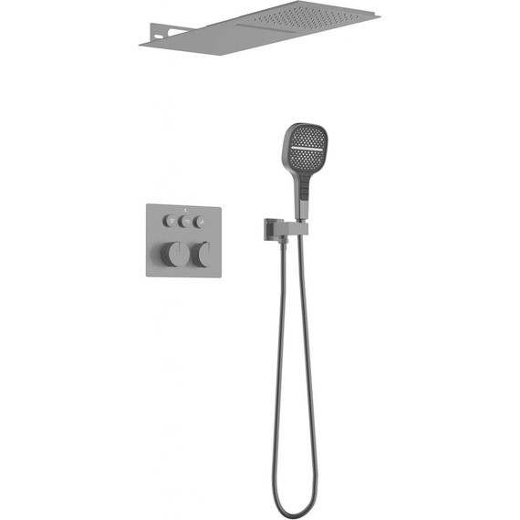 Душевая система для душа с термостатом Vincea VSFW-401TGM, вороненая сталь - фото 2