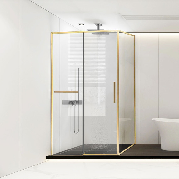Душевое ограждение Vincea Slim Soft 150x80 см VSR-1SS8015CLG, брашированное золото/прозрачное - фото 