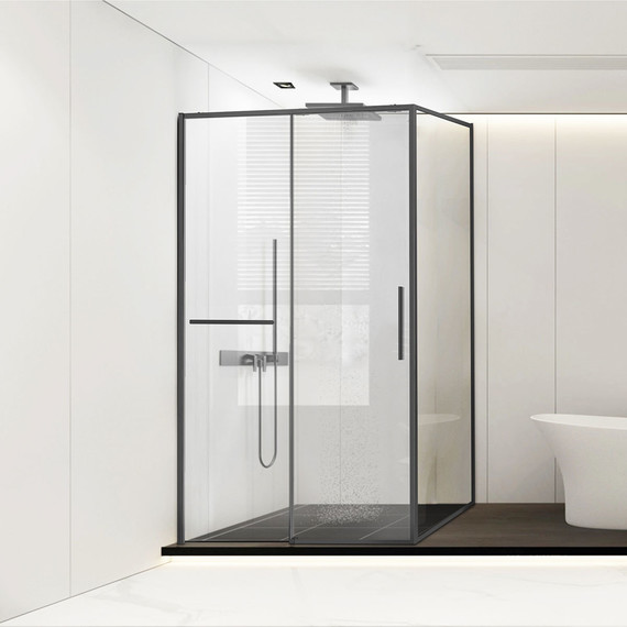 Душевое ограждение Vincea Slim Soft 150x80 см VSR-1SS8015CLGM, вороненая сталь/прозрачное - фото 