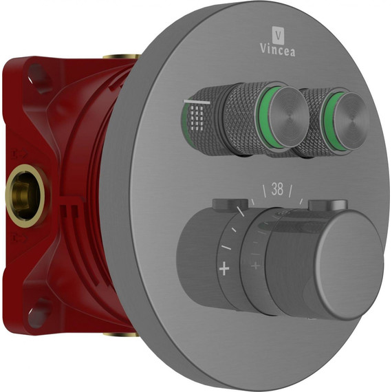 Смеситель для душа с термостатом Vincea VSCV-322T-MGM (со скрытой частью) вороненная сталь - фото 