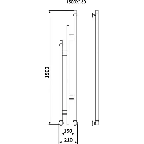 Полотенцесушитель водяной Veconi Maola-B П3 210х1500 мм M150GR-B, графит - фото 3