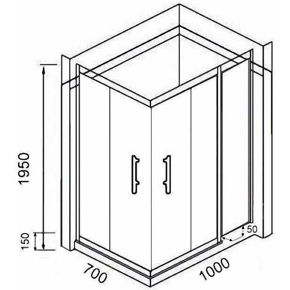 Душевое ограждение Parly 100х70 см QZ71B, чёрный/прозрачное - фото 3