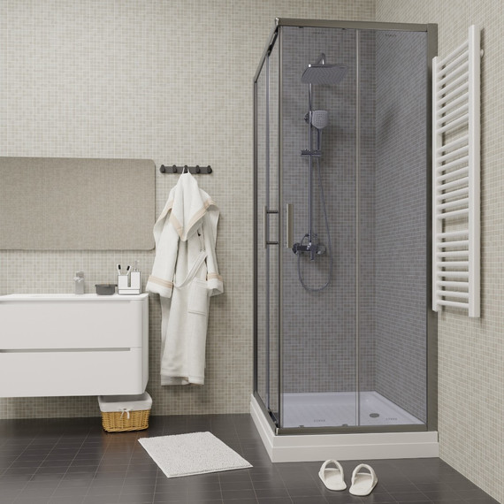 Душевое ограждение Parly 100х70 см QZ71S, хром/тонированное - фото 2