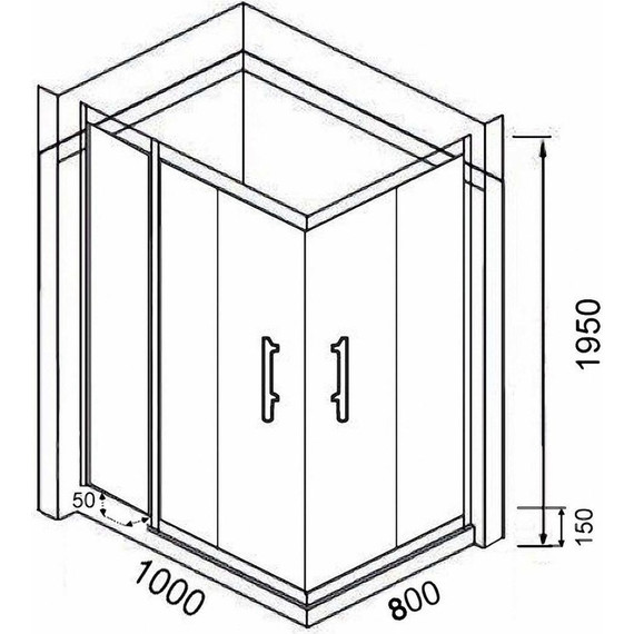 Душевое ограждение Parly 100х80 см QZ81B, чёрный/прозрачное - фото 3