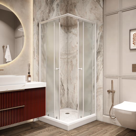 Душевое ограждение Parly 80х80 см ZFQ81, белый/матовое - фото 