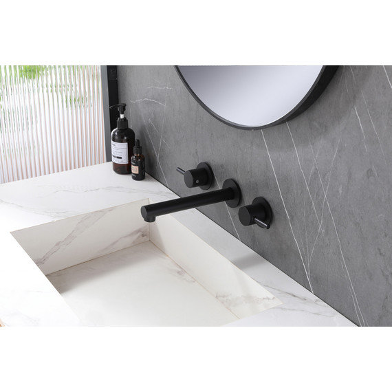 Смеситель для раковины настенный Abber Emotion AF88121B (со скрытой частью) черный матовый, Цвет производителя: чёрный матовый - фото 2