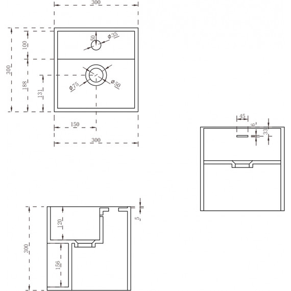 Тумба подвесная с раковиной Abber Stein AS2639 30 см, белый матовый - фото 3