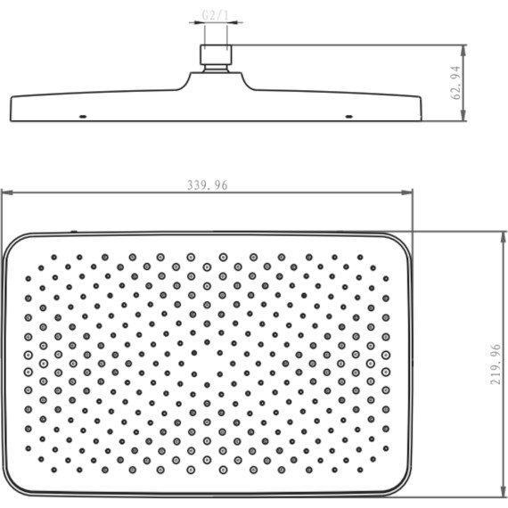 Верхний душ Raglo 350x200 мм R451.52.06, чёрный - фото 2