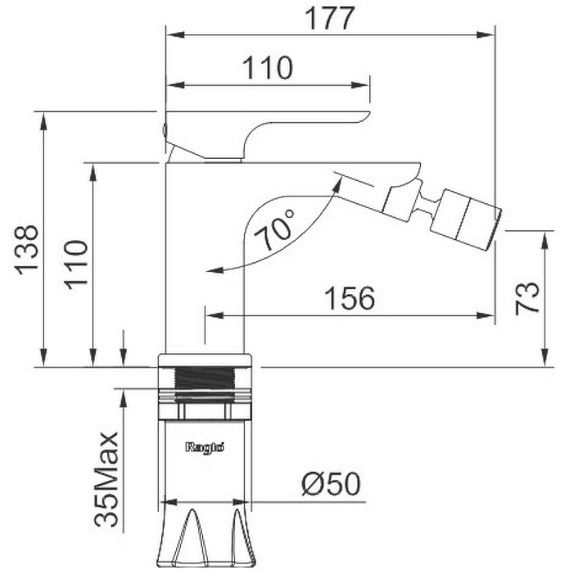 Смеситель для биде Raglo R03.50.06, чёрный - фото 2