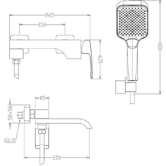 Смеситель для ванны Raglo R02.30.06, чёрный - фото 2