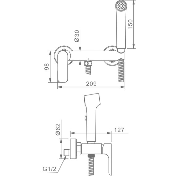 Набор для гигиенического душа Raglo R03.51, хром - фото 2