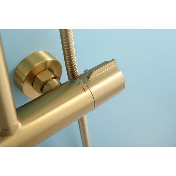 Душевая система с термостатом Raglo R20.26.03, сатин золотой - фото 12