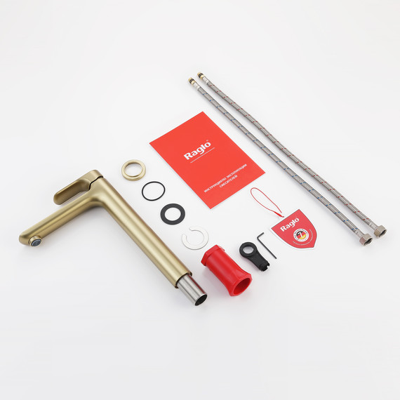 Смеситель для раковины высокий Raglo R03.15.03, золотой сатин - фото 10