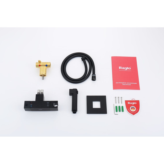 Набор для гигиенического душа с термостатом Raglo R24.56.06 (со скрытой частью) чёрный - фото 9