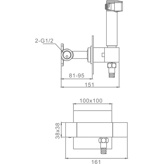 Набор для гигиенического душа с термостатом Raglo R24.56.06 (со скрытой частью) чёрный - фото 2