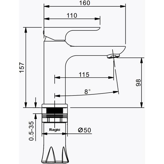 Смеситель для раковины Raglo R03.10.03, золотой сатин - фото 2