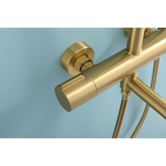 Душевая система с термостатом Raglo R20.26.03, сатин золотой - фото 11