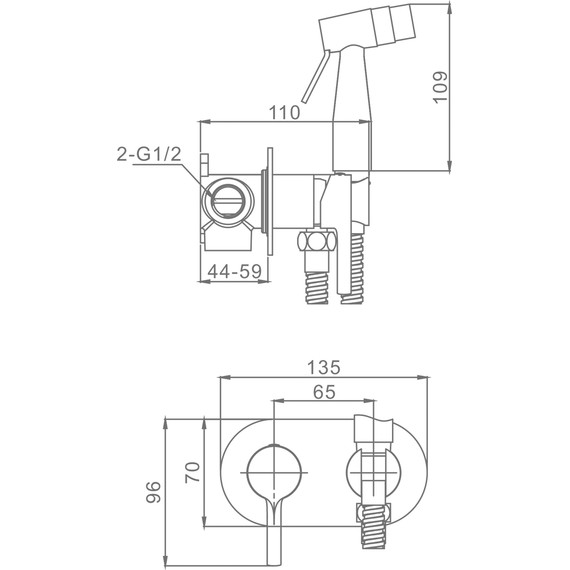 Набор для гигиенического душа Raglo R20.52 (со скрытой частью) хром - фото 2