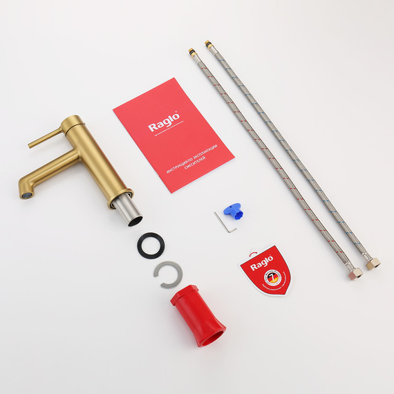 Смеситель для раковины Raglo R20.10.03, золотой сатин - фото 10