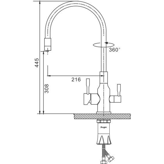 Смеситель для кухни Raglo R81.64.05, сатин - фото 2