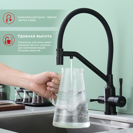 Смеситель для кухни Raglo R81.62.06, чёрный - фото 6