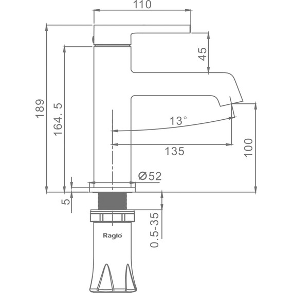 Смеситель для раковины Raglo R20.10.03, золотой сатин - фото 2