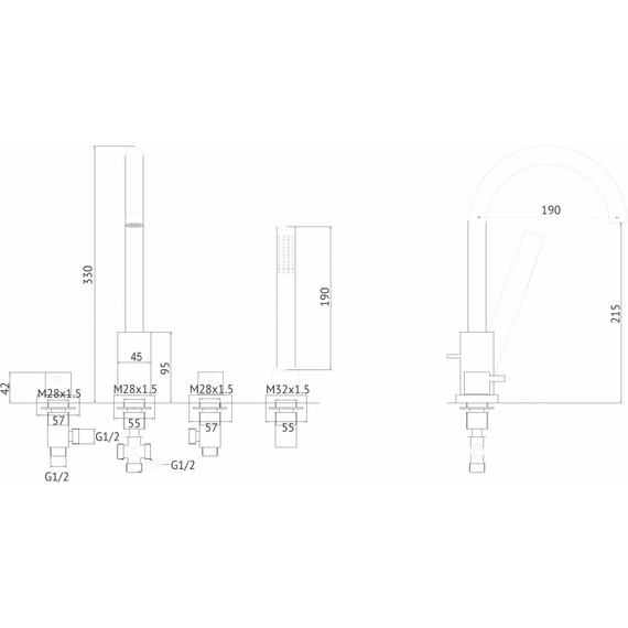 Смеситель для ванны Abber Wasser Kreis AF8113G, золото матовый, Цвет производителя: золото матовое - фото 3