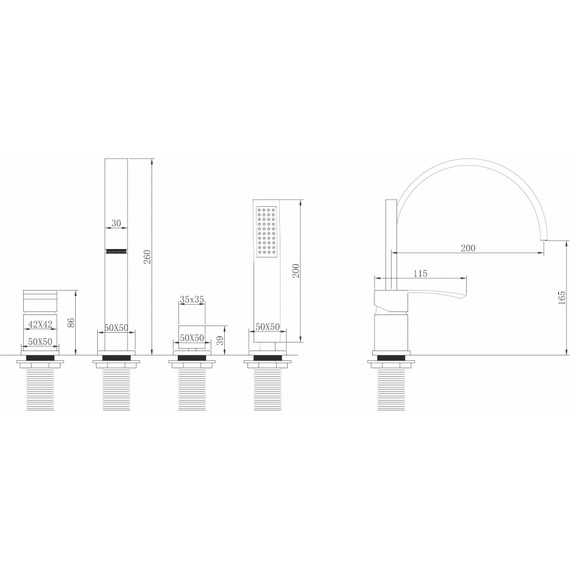 Смеситель для ванны Abber Wasserfall AF8613G, золото матовый, Цвет производителя: золото матовое - фото 3