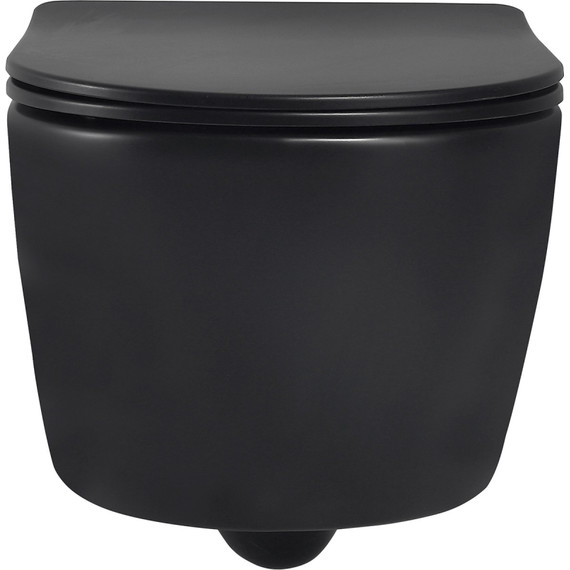 Унитаз подвесной безободковый Abber Bequem AC1104MB с крышкой микролифт, черный матовый, Цвет производителя: чёрный матовый - фото 6