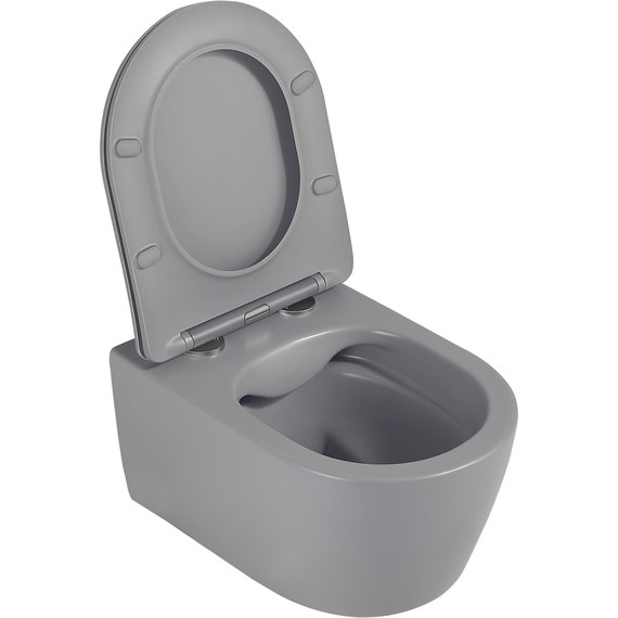 Унитаз подвесной безободковый Abber Bequem AC1104MG с крышкой микролифт, серый матовый, Цвет производителя: серый матовый - фото 7