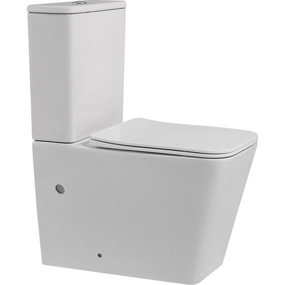 Унитаз-компакт безободковый Abber Rechteck AC1210 с тонкой крышкой микролифт (выпуск горизонтальный), Цвет производителя: белый матовый - фото 2