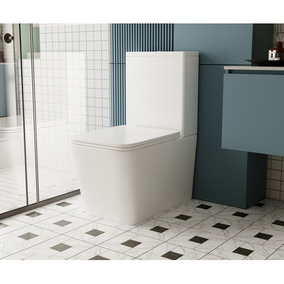 Унитаз-компакт безободковый Abber Rechteck AC1210 с тонкой крышкой микролифт (выпуск горизонтальный), Цвет производителя: белый матовый - фото 5