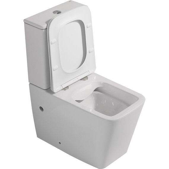 Унитаз-компакт безободковый Abber Rechteck AC1210 с тонкой крышкой микролифт (выпуск горизонтальный), Цвет производителя: белый матовый - фото 8