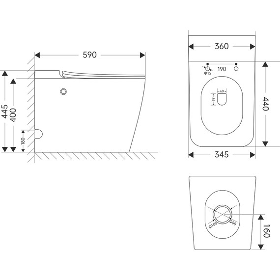 Унитаз приставной безободковый импульсный Abber Rechteck AC1213P с крышкой микролифт (выпуск горизонтальный) - фото 13