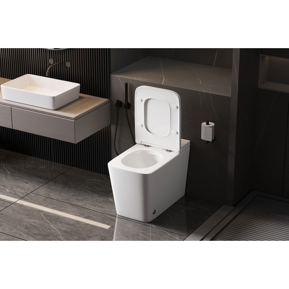 Унитаз приставной безободковый импульсный Abber Rechteck AC1213P с крышкой микролифт (выпуск горизонтальный) - фото 4