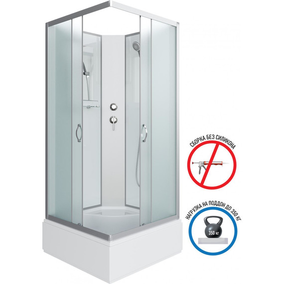 Душевая кабина Niagara Classic 90x90 см NG-1108-14BK, серебро/матовое (безсиликоновая сборка) - фото 2