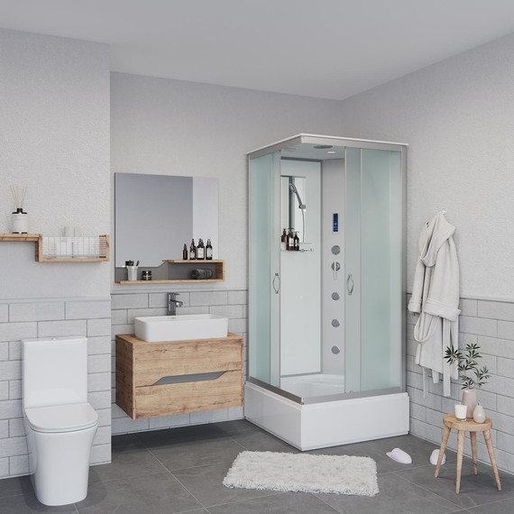 Гидробокс Niagara Classic 90x90 см NG-1108-14F, серебро/матовое (безсиликоновая сборка) - фото 3