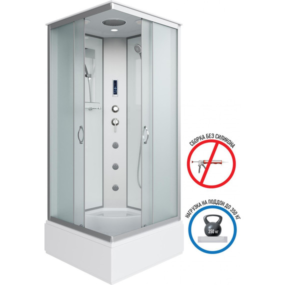 Гидробокс Niagara Classic 90x90 см NG-1108-14F, серебро/матовое (безсиликоновая сборка) - фото 2