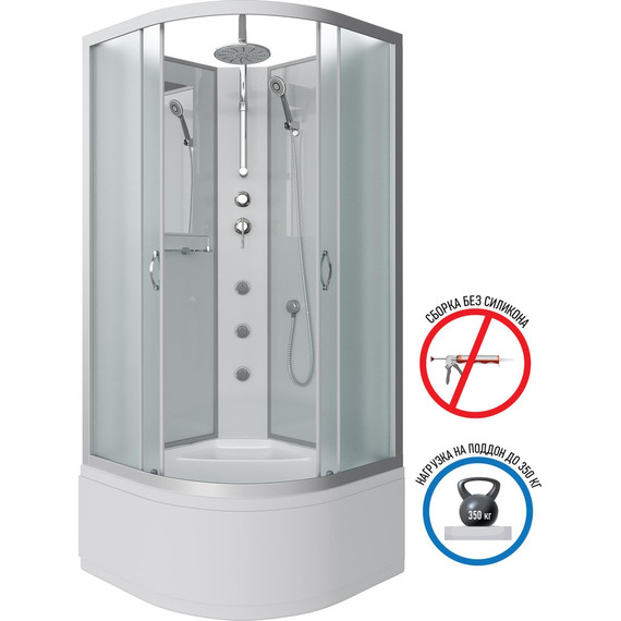 Гидробокс Niagara Classic 100x100 см NG-2309-14BKTG, серебро/матовое (безсиликоновая сборка) - фото 2