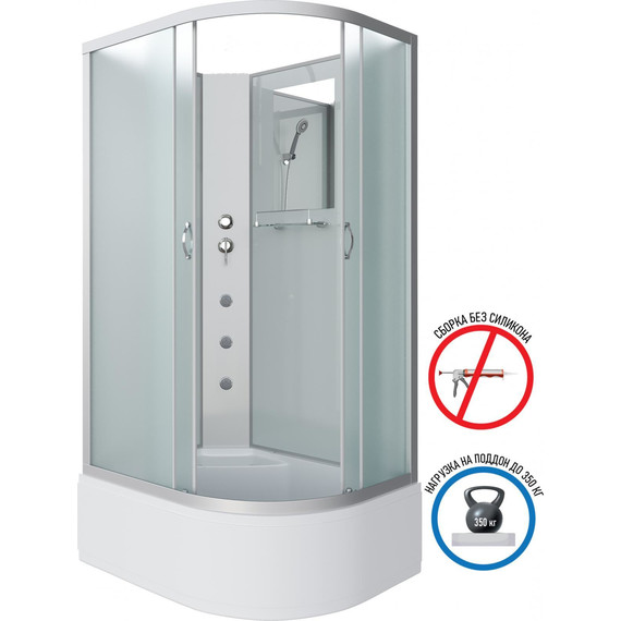 Гидробокс Niagara Classic 120x80 см NG-2310-14LBKG, серебро/матовое (безсиликоновая сборка) - фото 2