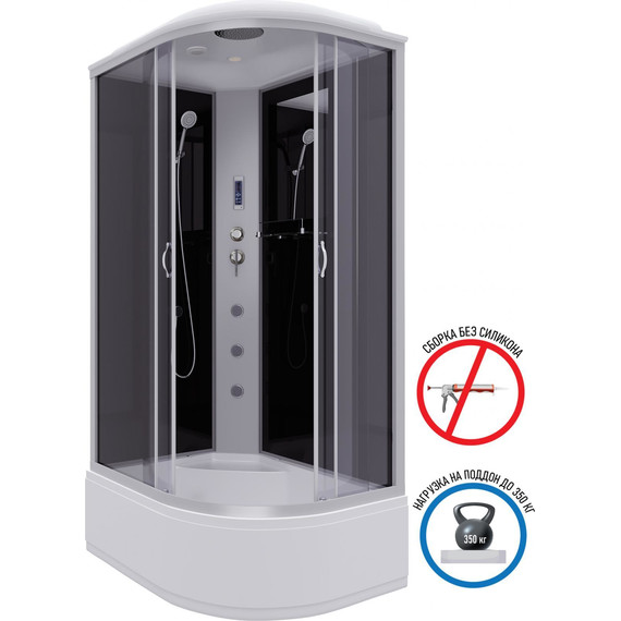 Гидробокс Niagara Classic 120x80 см NG-2510-14LF, серебро/тонированное (безсиликоновая сборка) - фото 2