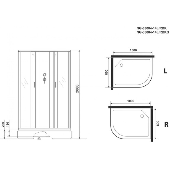Гидробокс Niagara Classic 100x80 см NG-33084-14RBKG, серебро/матовое (безсиликоновая сборка) - фото 4