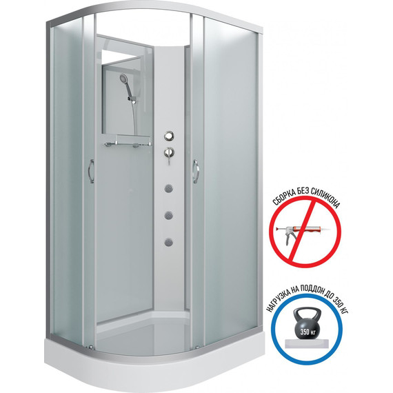 Гидробокс Niagara Classic 120x80 см NG-3312-14RBKG, серебро/матовое (безсиликоновая сборка) - фото 2