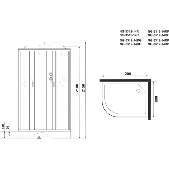 Гидробокс Niagara Classic 120x80 см NG-3312-14RF, серебро/матовое (безсиликоновая сборка) - фото 4
