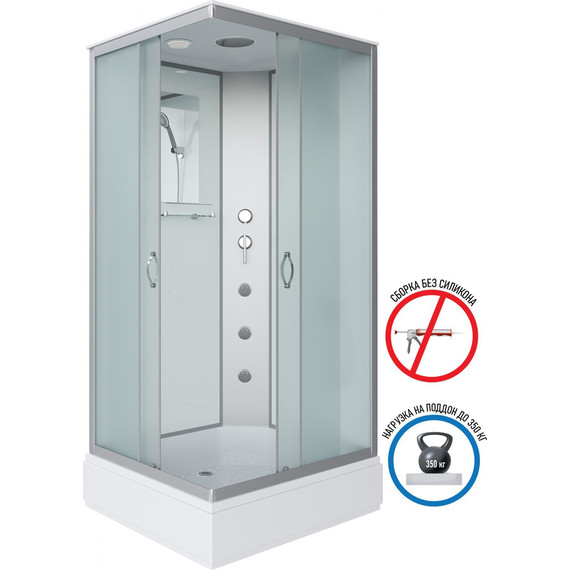 Гидробокс Niagara Classic 90x70 см NG-33974-14QG, серебро/матовое (безсиликоновая сборка) - фото 2