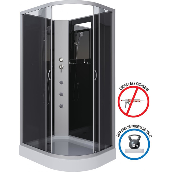 Гидробокс Niagara Classic 120x80 см NG-3512-14LBKG, серебро/тонированное (безсиликоновая сборка) - фото 2